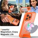 Magnetic Compatible with iPhone 15 Pro Max Case, [Built-in Kickstand][Full Camera Protection][Compatible with MagSafe][Anti-Fingerprint] Shockproof Phone Case for iPhone 15 Pro Max 6.7",Orange