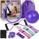 Nuplot Pilates Equipment, Pilates Kit for Home Workouts, Pilates Essentials Kit for Women, Home Pilates Kit with Pilates Ring and Ball Set, Booty Bands, Figure 8 Resistance Band, Yoga Band (Purple)