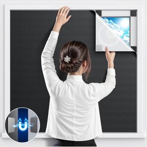 Magnetic Blackout Window Cover, 39" x 58" Portable Blackouts Curtains for Bedroom, No Drill Window Shades & Blackout Blinds, Temporary Black Out Shades for Windows Film Nursery Travel RV - Black