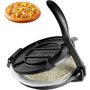 VEVOR Tortilla Press, 10 Inch Tortilla and Roti Maker, Cast Iron Heavy Duty Tortilladora Press, Pre-Seasoned Pataconera Maker with 100 Pcs Parchment Paper, Dough Maker for Flour Tortilla, Tawa, Silver (9.84 inches)