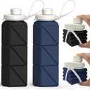 BEAUTAIL Collapsible Water Bottles 20.6oz, Silicone Foldable Portable Travel Water Bottle, Lightweight Reusable Leakproof for Traveling Camping Hiking Cycling Yoga Sports Outdoor