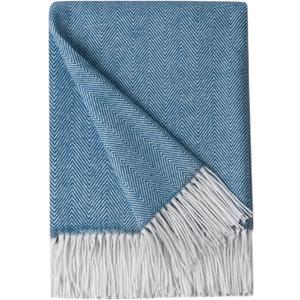 BOURINA Decorative Herringbone Faux Cashmere Fringe Throw Blanket Lightweight Soft Cozy for Bed or Sofa Farmhouse Outdoor Throw Blankets, 50" x 60", Navy