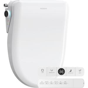 Tadashi Electric Bidet Toilet Seat Elongated, Wireless Remote & Side Panel, Instant Warm Water, Feminine & Rear Wash, Self‑Clean Nozzle, Adjustable Heated Seat, Air Dryer, Slow Close Lid