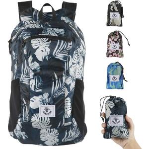 4Monster Hiking Daypack, Water Resistant Lightweight Packable Backpack for Travel Camping Outdoor (Flower Blue, 24L)