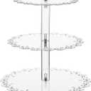 Acrylic Cupcake Stand 3 Tier Clear Dessert Tower Holder for 24 Cupcakes Round Transparent Display Cupcake Stand Table Centerpiece for Wedding Baby Shower Birthday Party Supplies,  3 Tier Acrylic Cupcake Tower