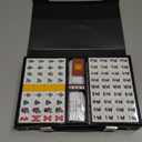 Yellow Mountain Imports Japanese Riichi Mahjong Set - White and Yellow Standard Size Tiles - with East Wind Tile and Black Vinyl Case