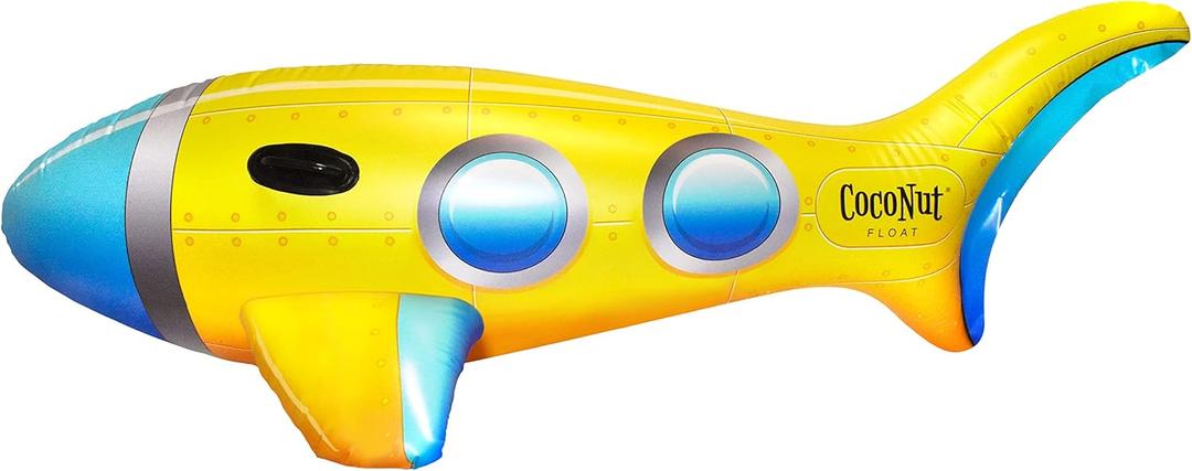 Coconut Outdoor Yellow Submarine Ride-On Pool Float – Inflatable Ride-On Float with Handles – Durable Long Lasting Float and Water Toy – Fun Decoration for Parties, Events – Ages 8+ Years