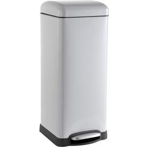happimess HPM1007C Betty Retro 8-Gallon Step-Open Trash Can with Soft-Close Lid, Fingerprint Resistant, Modern, Minimalistic for Home, Kitchen, Laundry Room, Office, Bedroom, Bathroom, Gray