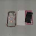 3 in 1 for iPhone 17 Pro Max Case with 360 Spin Magnetic Stand, 1X DIY Glitter Cardstock +1X Screen Protector, [Fit for Magsafe]Cute Wavy Trendy Glossy Clear Phone Cover for Women Girls 6.9", Pink