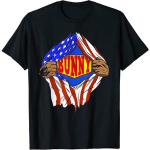 Funny Super Bunny Hero Family T-Shirt, Size S