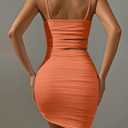 SEBAQINY Summer Bodycon Slip Dress: Women’s Sexy Hollow Out Strap Spaghetti Outfits - Short Party Dress for Club Wear 22521 (Orange,Small)