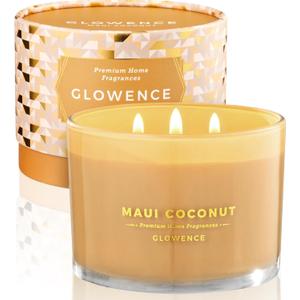 Luxury Coconut Scented Candle - Large 3 Wick Jar Candle - Elegant Gift for Women & Men - 100% Natural Soy Wax - Up to 40 Hours Burning Time - Housewarming Aromatherapy Candle for Home