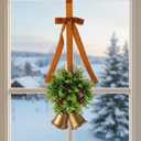 Tioncy Christmas Mistletoe Decor Artificial Kissing Balls Ornaments with Velvet Bows Berries Hanging Bells 5 Inches Hanging Mistletoe Decoration for Xmas Tree Holiday House Doorway Ceiling Light Decor