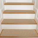 Stair Treads for Wooden Steps Indoor, 15 Pack 8" X 30" Non Slip Carpet Stair Treads with Reusable Adhesive for Kids Elders and Dogs, Surface Polyester TPR Backing Stair Rugs
