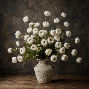 6 Pcs Faux Silk Peony Artificial Flowers, 27" Fake Silk Peonies Flowers for Vase, Bulk Fake Peonies Branches with Stems for Wedding Bouquets Centerpieces Office Decor DIY Arrangements, White