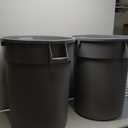 Amazon Basics Heavy Duty Durable Round Trash Can, Grey, 32 gallon (Pack of 2)