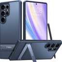 TORRAS for Samsung Galaxy S25 Ultra Case, 12FT Military-Grade Drop Protection Built-in Slim Kickstand Matte Shockproof Cover for S25 Ultra Case, Sleek Grip Finish, Frosted Black