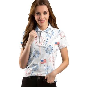 Funny Golf Shirts for Women Short Sleeve Quick Dry Tennis Shirts Athletic Tops for Yoga Tennis (Medium, Fireworks)