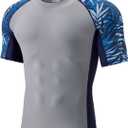 Men's Rash Guard T-Shirts UPF 50+ Baselayer Short Sleeve Skins Compression Performance Fit Tee (Gray, XXXL)