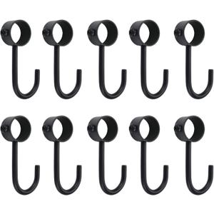 Pipe Rod Hooks Fit 3/4" Dia Rod Closet Rod Hooks Black Tube Rod Hooks for Wardrobe - 10pcs (19.5mm Inner Dia)