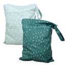 Mama Koala Waterproof Wet Dry Bags for Baby Items, Cloth Diapers, Swimsuits, Travel, Gym Clothes, Beach, Pump Parts, Toiletries, Two Zippered Pockets, 2 Pack (W017)