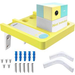 Wall-Mounted Wooden Stand Compatible with Nex Playground Console, Fixed Shelf Holder with Screws, Easy to Install Bracket for Family Gaming Setup (Lemon Yellow)