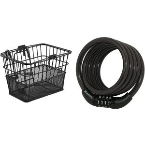 Retrospec Apollo Detachable Front Bike Basket Steel Half-Mesh & Master Lock Bike Lock Cable, Combination Bicycle Lock, Cable Lock for Outdoor Equipment, 8143D