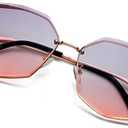 S.NOTIO Polygon Sunglasses for Women Fashion Designer Style Gradient octagon UV400 Geometric Lens Metal Frame Oversized (Grey Gradient Pink)