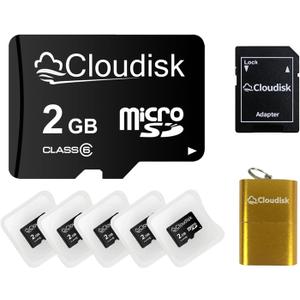 Pack of 2 Micro SD Card 2GB Flash Memory Card C6 with SD Adapter, Card Reader (2 GB)