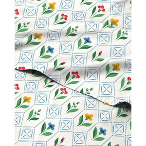 Floral Sheets - Flower Print Bed Sheet Set - 1 Flat, 1 Fitted & 2 Pillowcases w/ Deep Pockets - Comfy, Cozy, Wrinkle & Fade Free - Boho Botanical Bedding - Soft, Breathable & Cooling - Full Size Set (45 - Tile Garden)