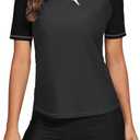Halcurt Women's Short Sleeve Rash Guard Swimsuit Top Swim Shirt Only Swim Tee UPF50+ Quick Dry Swimsuit (Grey, Small)