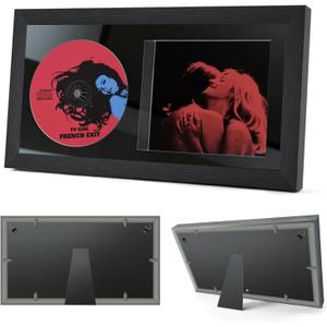 14.4" x 7.9" CD Display Frame for Discs & Cases  Signed CD Music Frame with Wall Mount or Table Stand, Perfect for Collectors and Gifts