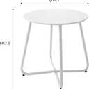 Outdoor Table Small Patio Side Table Waterproof Round Metal Side Table Weather Resistant Portable Outdoor and Indoor End Table for Garden, Balcony, Yard (White), 17.7D x 17.7W x 17.9H in