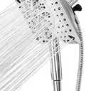 Shower Head with Handheld High Pressure, Rain Shower Head with Fixed Showerhead and 9 Sprays Handheld Shower, Detachable 2-IN-1 Shower head with 59" Rotatable Stainless Steel Hose (Chrome)