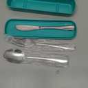 Travel Utensils with Case,SAOHYPEI Portable Silverware Set for Work, 4-Piece Stainless Steel Portable Cutlery Set,Lunch Box for Camping Work School, Include Fork Spoon Knife, Dishwasher Safe,Silver