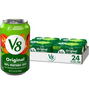 V8 Original 100% Vegetable Juice, 11.5 fl oz Can (24 Pack) (EXP 09/17/27)