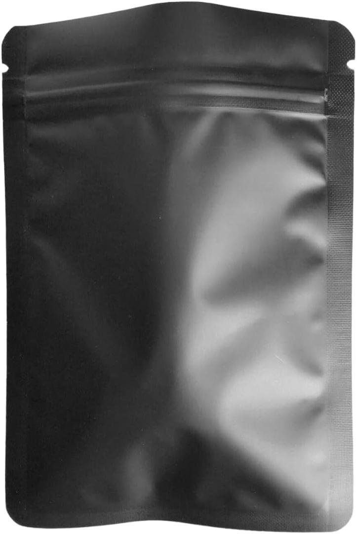 50 Pack Matte Black Mylar Flat Food Storage Bags - 5.1mil 7x10 Inches Smell Proof Resealable Pouch Bag, Sealable Foil Packaging Zipper Pouches