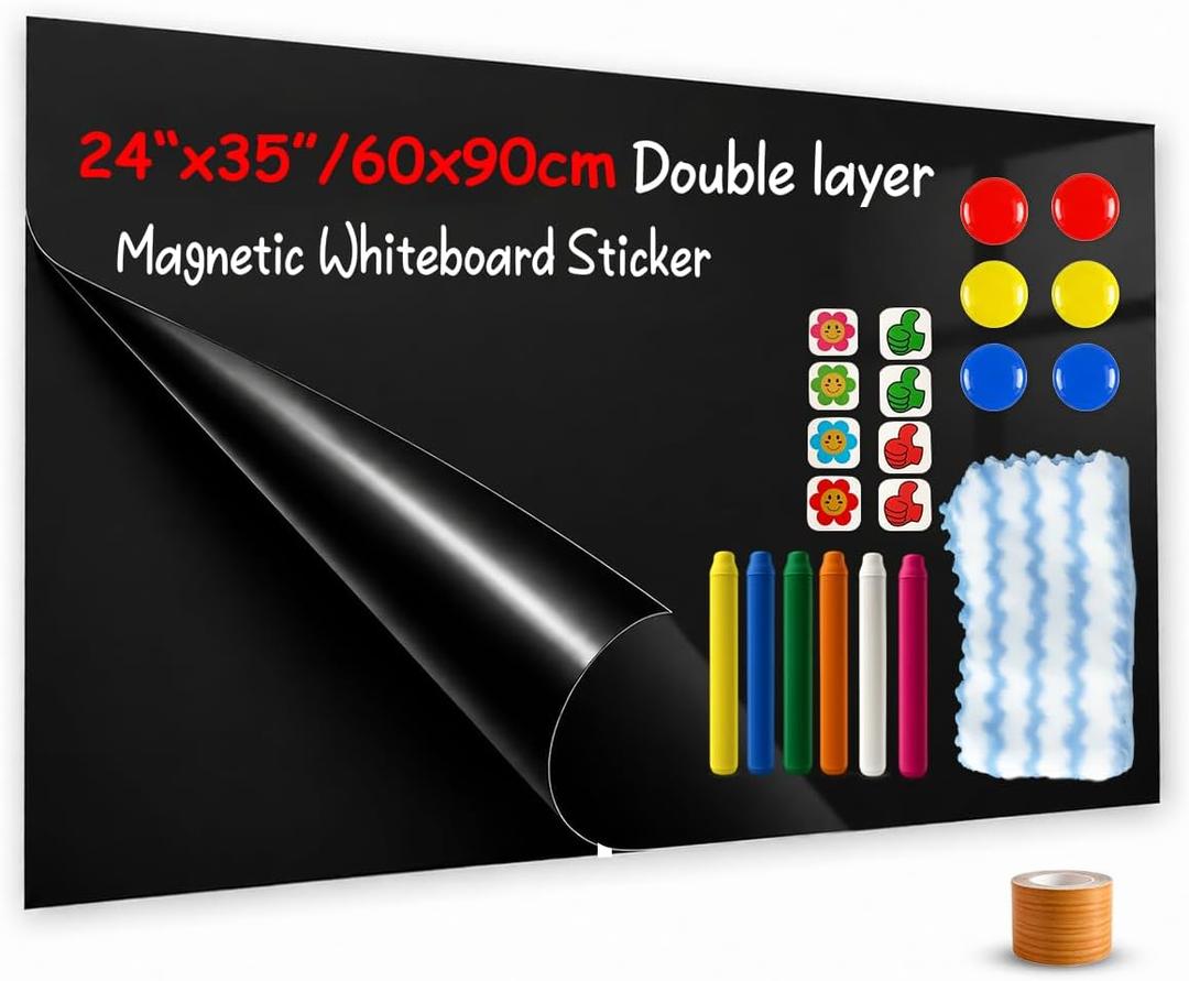 2-Tier Large Magnetic Chalkboard 24"x35", Self Adhesive Blackboard Decal