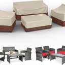 Gasadar Patio Furniture Cover , Outdoor Furniture Covers Waterproof for Patio Loveseat, Chair and Coffee Table, Beige & Brown