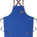 AFUN Chef Aprons for Women Men with Oversized Pockets, 12-Ounce Cotton Canvas Cross Back Water Repellent Apron (Royal Blue)