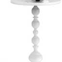 Side Table - Small Round Metal Accent Table for Living Room, Bedroom, Office - Modern Matte Black Pedestal Coffee Table for Small Spaces - 21" Height, Compact Drink Table for Sofa, Corners (White)