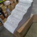 MIHIKK Dog Stairs Ramp, Curved 5-Step Dog Steps for Small Dogs and Cats, Pet Stairs for High Beds and Couch with Anti-Slip Washable Cover and Durable High Density Foam, Grey