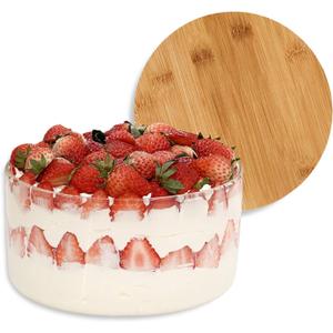 Trifle Bowl with Lid, Modern Design Clear Glass Round Dessert Centerpiece Serving Bowl for Laying Ice Cream Cakes, Salad, Fruit, Microwave & Dishwasher Safe