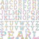Canlierr 52 Pcs Self Adhesive Pearl Rhinestone Letter Patches Rhinestone A-z Glitter Pearl Sew on Patches Bling Letter Sticker Appliques Fabric Craft for DIY Clothes Bags Hats(Stylish Style), 0.79-2.05 inches