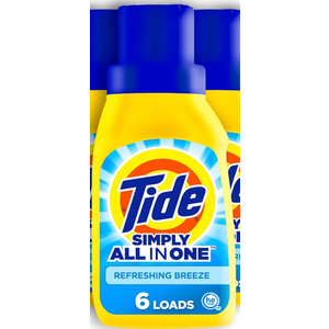 Tide Simply All-In-One Liquid Laundry Detergent, Refreshing Breeze Scent, 6 Loads, 10 fl oz, Pack of 1