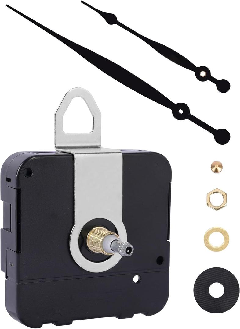 High-Torque Clock Movement Kit  Long Shaft Mechanism with 8 inch Hands, Battery-Operated Motor for 17'' to 20'' Large Wall Clocks, DIY Repair & Replacement (Thread Length: 3/8 inch)