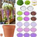 Potchen 13155 Pcs Wisteria Craft Beaded and 5 Inch Clay Pot Planter DIY Set, Glass Beads Plant Flower Making Kit with Artificial Moss Hanging Rope Purple Nature Series Colorful Crystal Leaf Jewelry