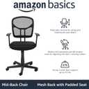 Amazon Basics Breathable Mesh Mid-Back Office Desk Chair with Armrests, Lumbar Support, 360-Degree Swivel, Adjustable-Height, Black