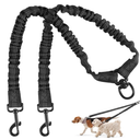 2 Dog Leash, Dog Leash for 2 Dogs, 360° Swivel No Tangle Double Walking Training Leashes for Small Dogs, Comfortable Shock Absorbing Reflective Bungee, Black