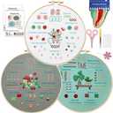 3 Pack Beginner Embroidery Kit for Adults - All-inclusive DIY Starter Kit with 33 Stitch Techniques, Video Tutorials & Fashion Patterns | Perfect for Home Crafting, Gifts | Women, Teens, Homemakers